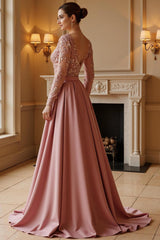 Dreamyannie Dusty Rose Sheath Satin Floor Length Mother Of The Bride Dress With Cape