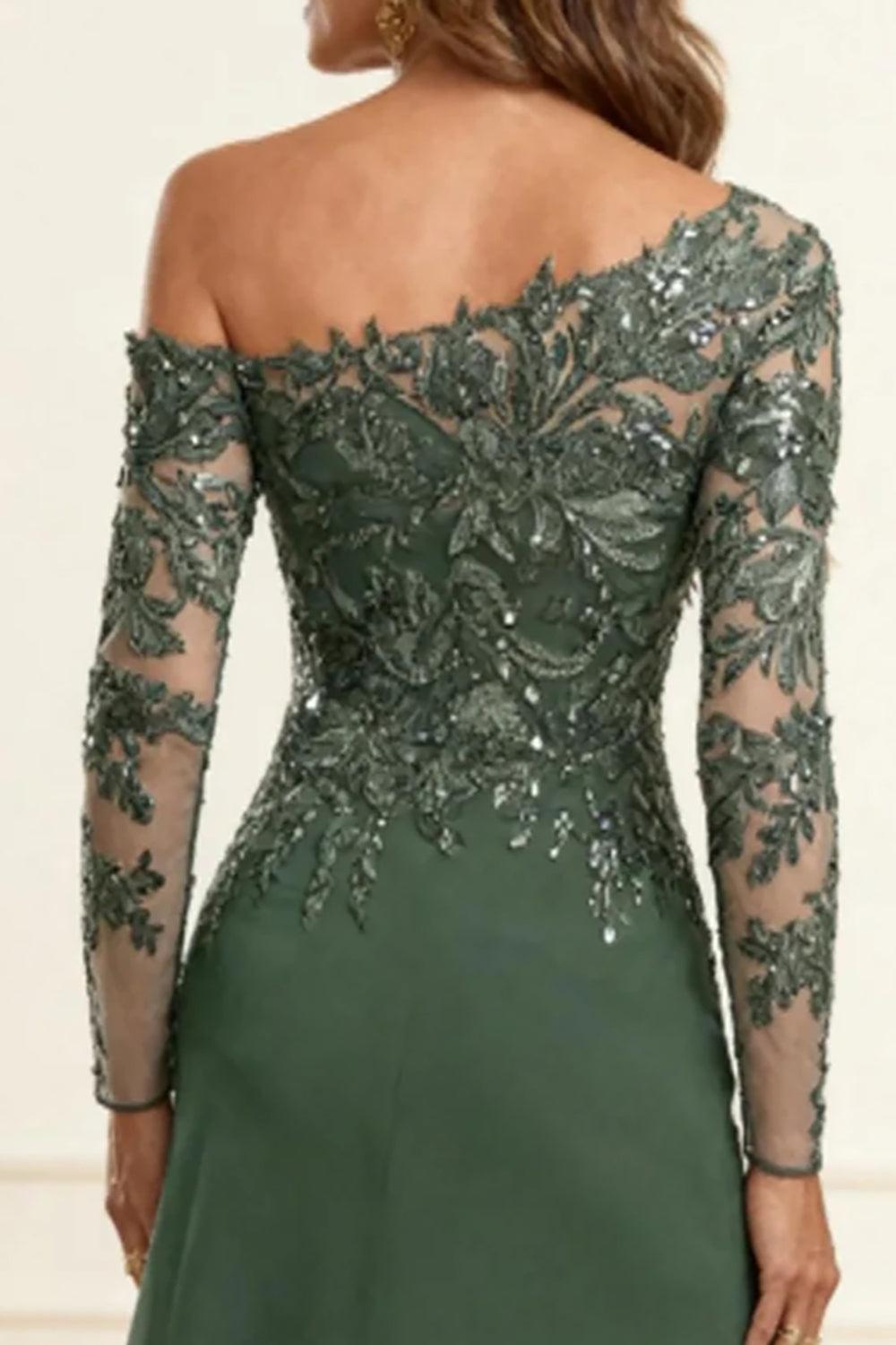 Dreamyannie Eucalyptus One Shoulder Sheath Floor Length Mother Of The Bride Dress