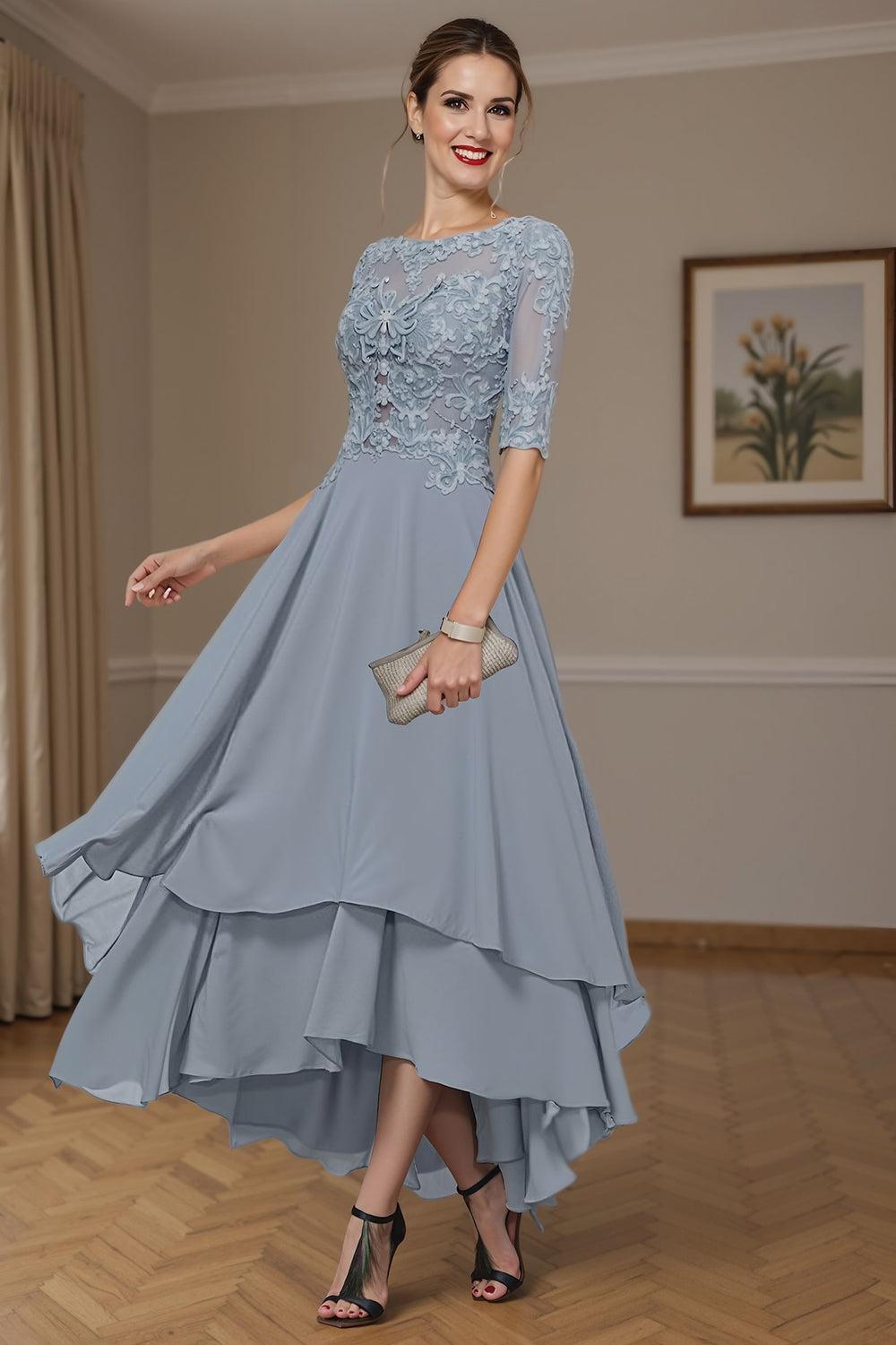 Dreamyannie Eucalyptus Ruffled A Line Ankle Length Mother Of The Bride Dress With Lace