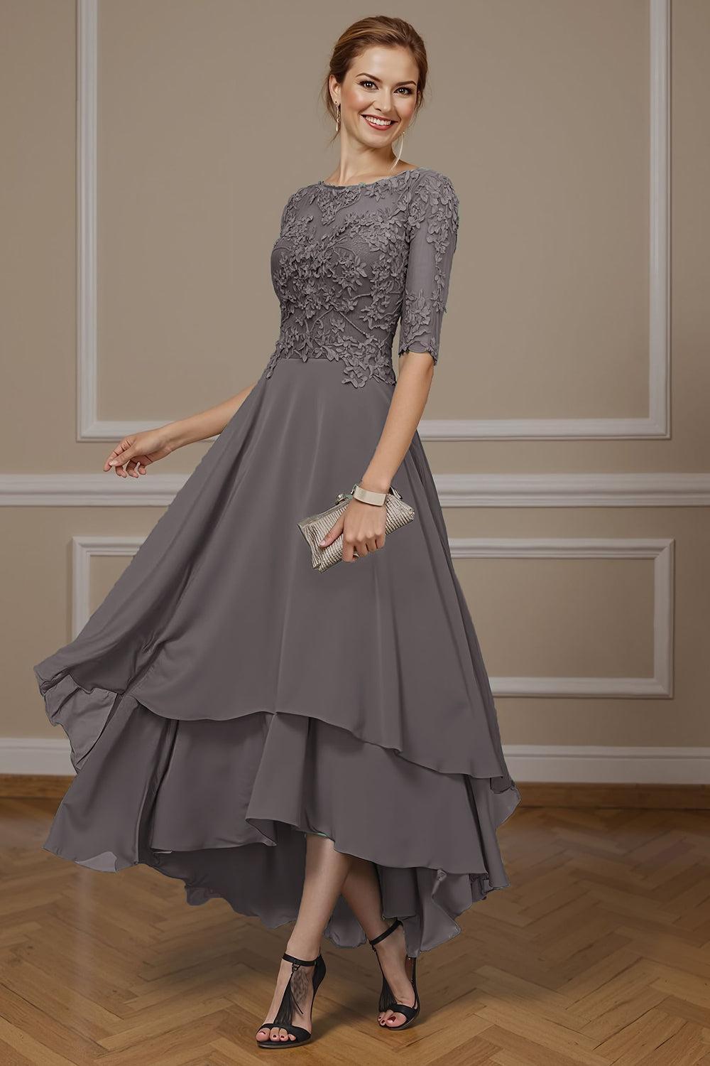 Dreamyannie Eucalyptus Ruffled A Line Ankle Length Mother Of The Bride Dress With Lace