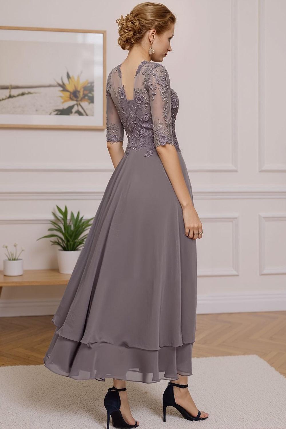 Dreamyannie Eucalyptus Ruffled A Line Ankle Length Mother Of The Bride Dress With Lace