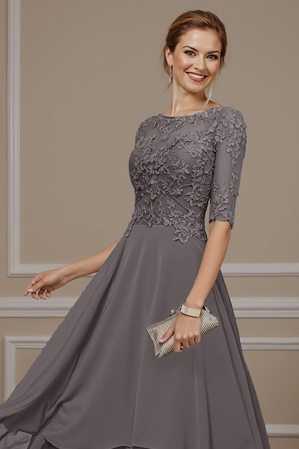 Dreamyannie Eucalyptus Ruffled A Line Ankle Length Mother Of The Bride Dress With Lace