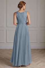 Dreamyannie Floral Dusty Blue A Line 2 Piece Floor Length Mother Of The Bride Dress With Jacket