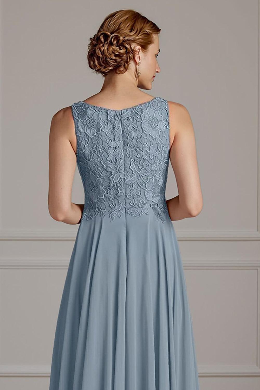 Dreamyannie Floral Dusty Blue A Line 2 Piece Floor Length Mother Of The Bride Dress With Jacket
