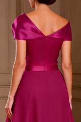 Dreamyannie Fuchsia Asymmetrical Neck Satin Long Mother Of The Bride Jumpsuits With Cape
