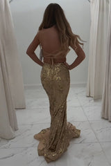 Dreamyannie Fuchsia Prom Dress Mermaid Sequins Long Backless Formal Dress