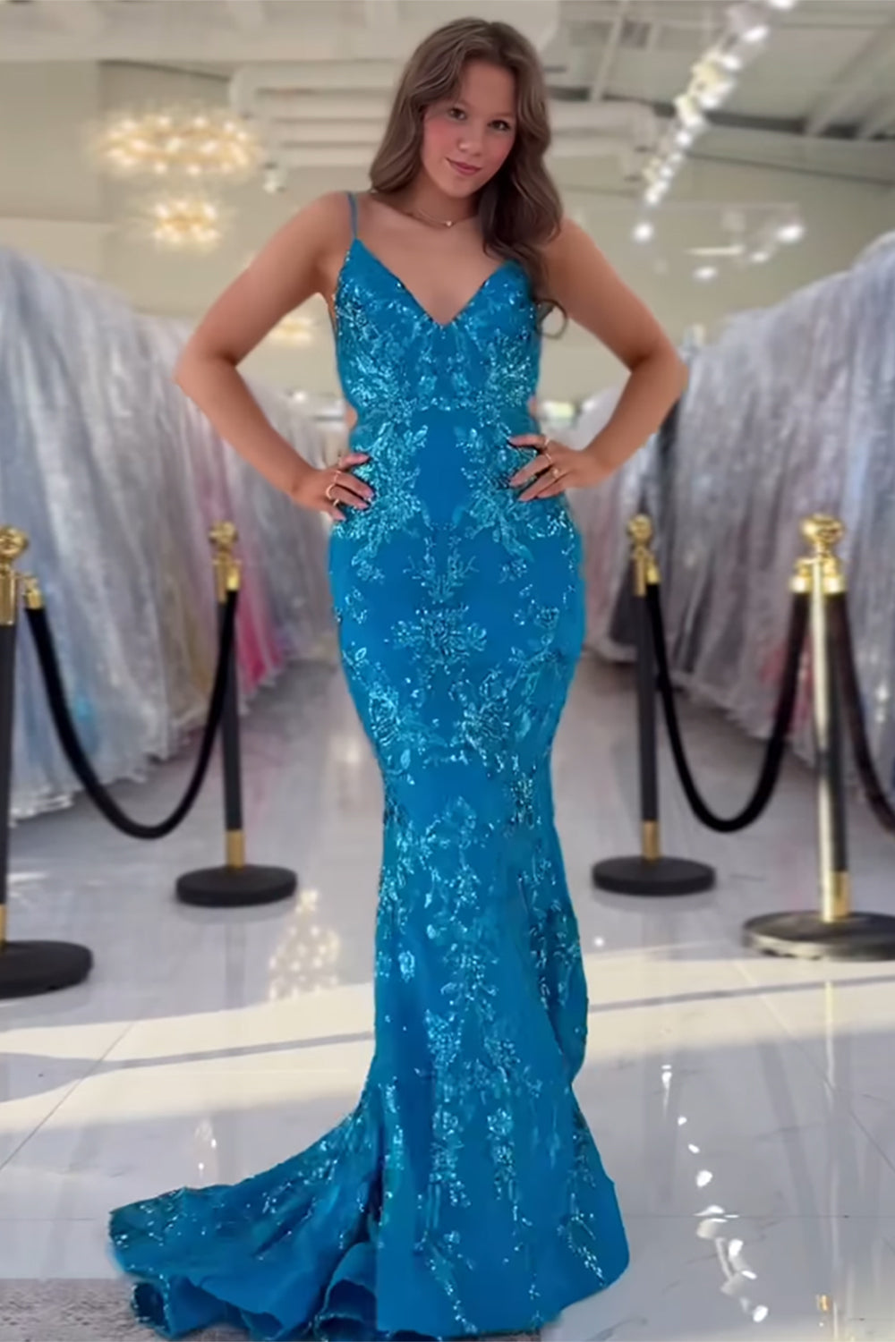 Dreamyannie Fuchsia Prom Dress Mermaid Sequins Long Backless Formal Dress