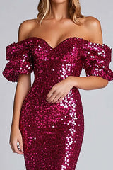Dreamyannie Fuchsia Wedding Guest Dress Strapless Sheath Long Formal Dress