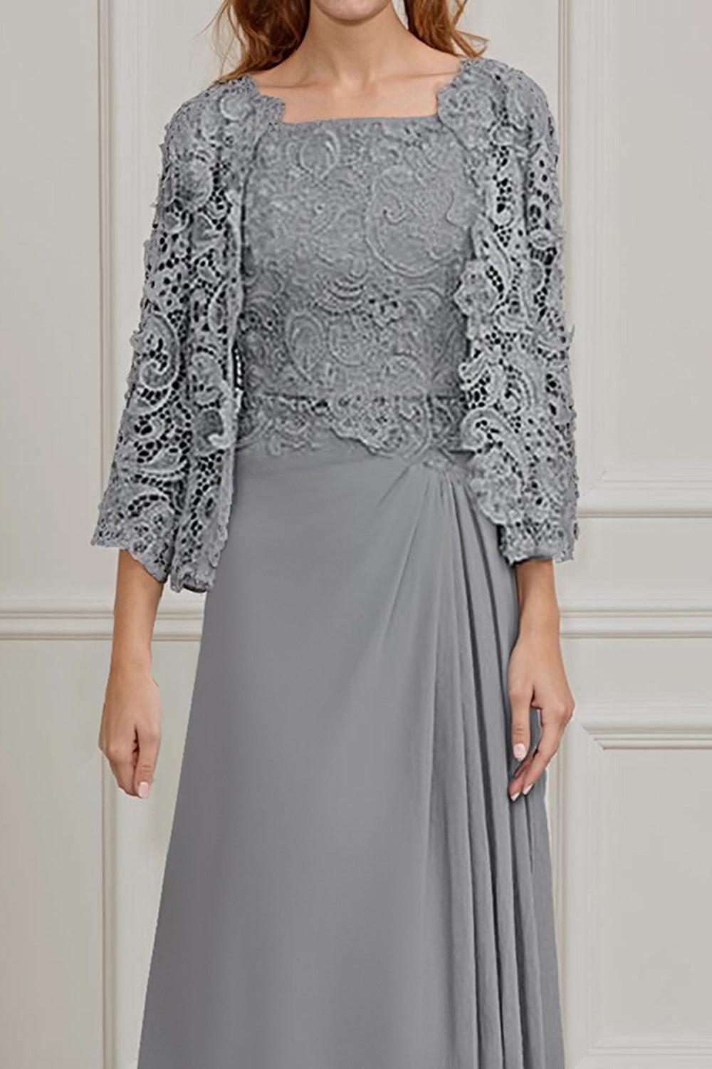 Dreamyannie Green Sheath Chiffon Floor Length 2 Piece Mother Of The Bride Dress With Jacket