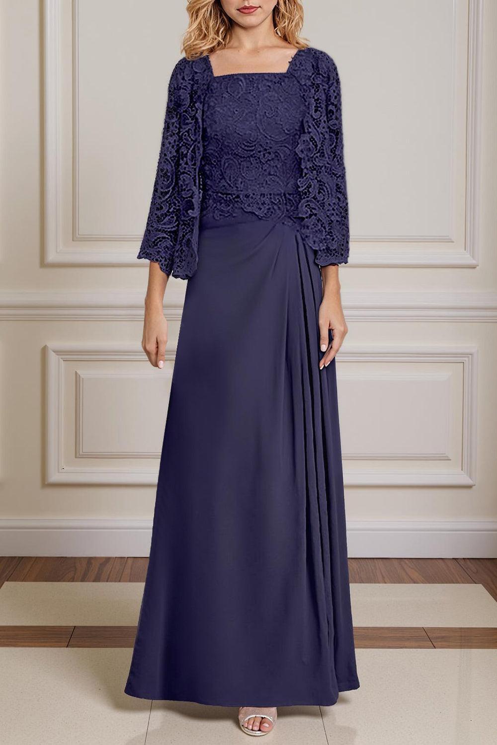 Dreamyannie Green Sheath Chiffon Floor Length 2 Piece Mother Of The Bride Dress With Jacket