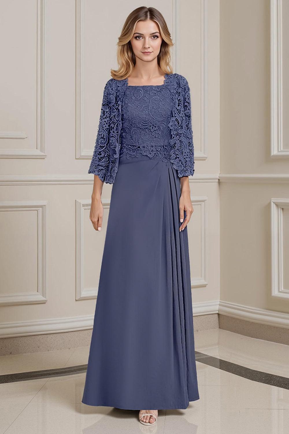 Dreamyannie Green Sheath Chiffon Floor Length 2 Piece Mother Of The Bride Dress With Jacket