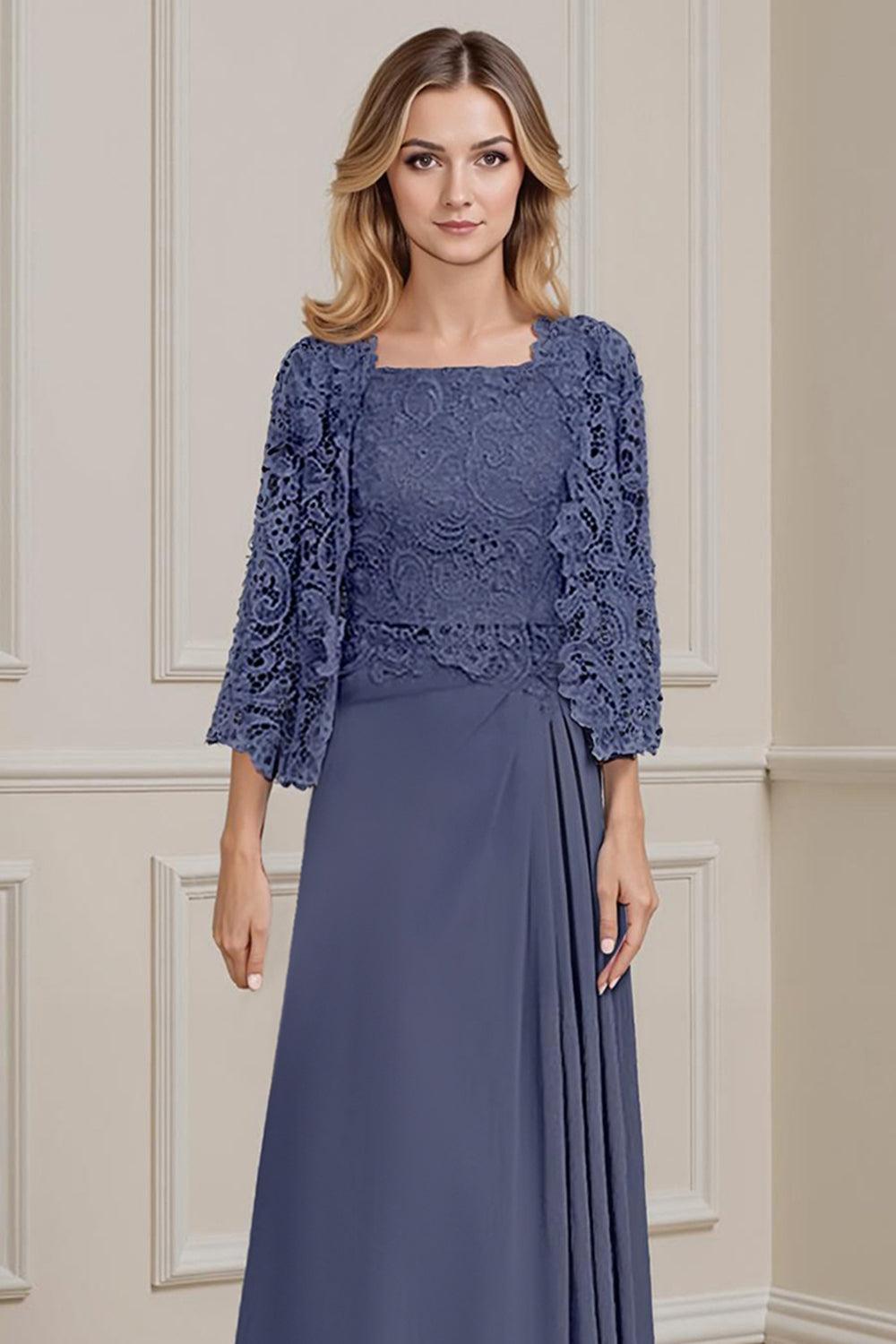 Dreamyannie Green Sheath Chiffon Floor Length 2 Piece Mother Of The Bride Dress With Jacket