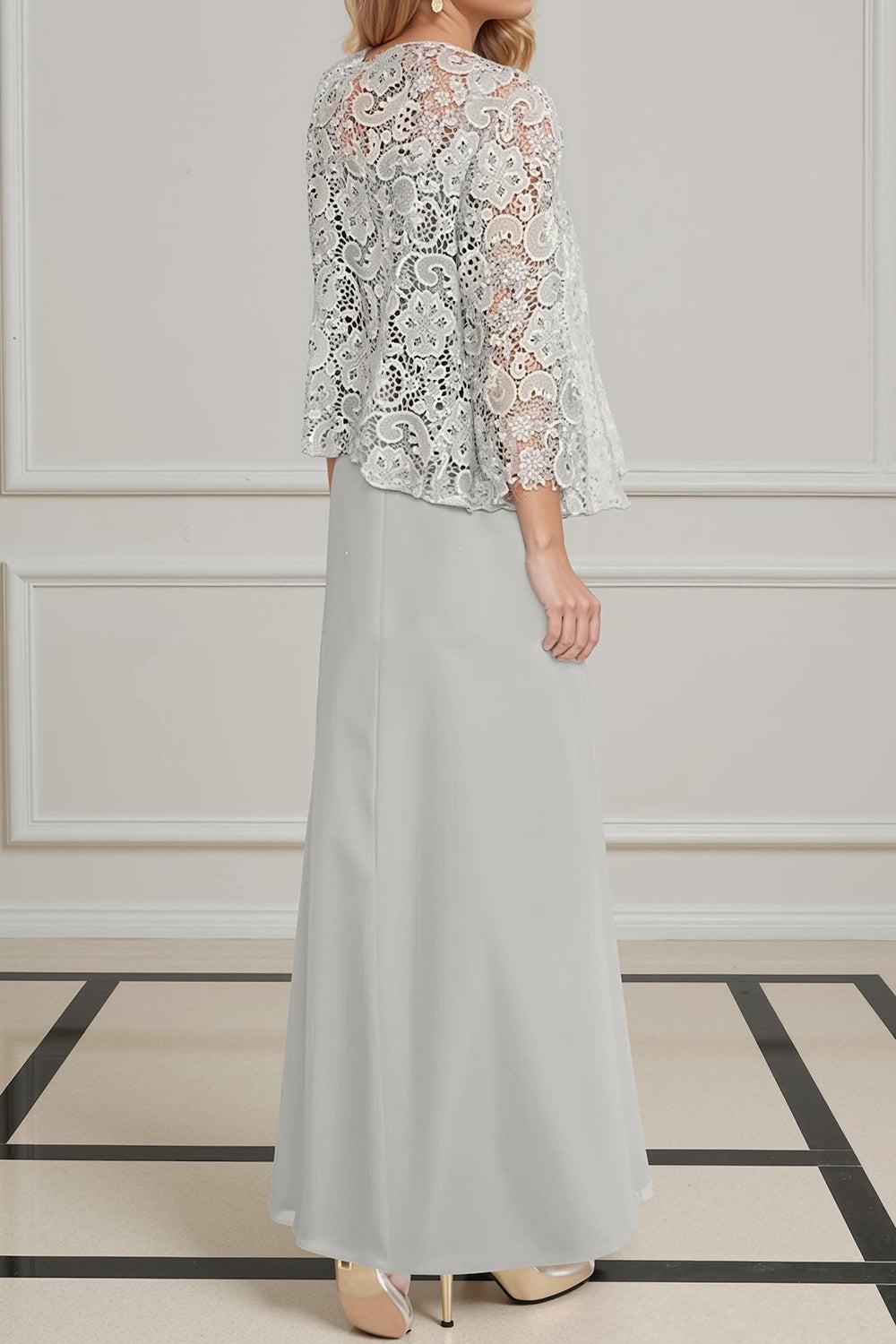 Dreamyannie Green Sheath Chiffon Floor Length 2 Piece Mother Of The Bride Dress With Jacket