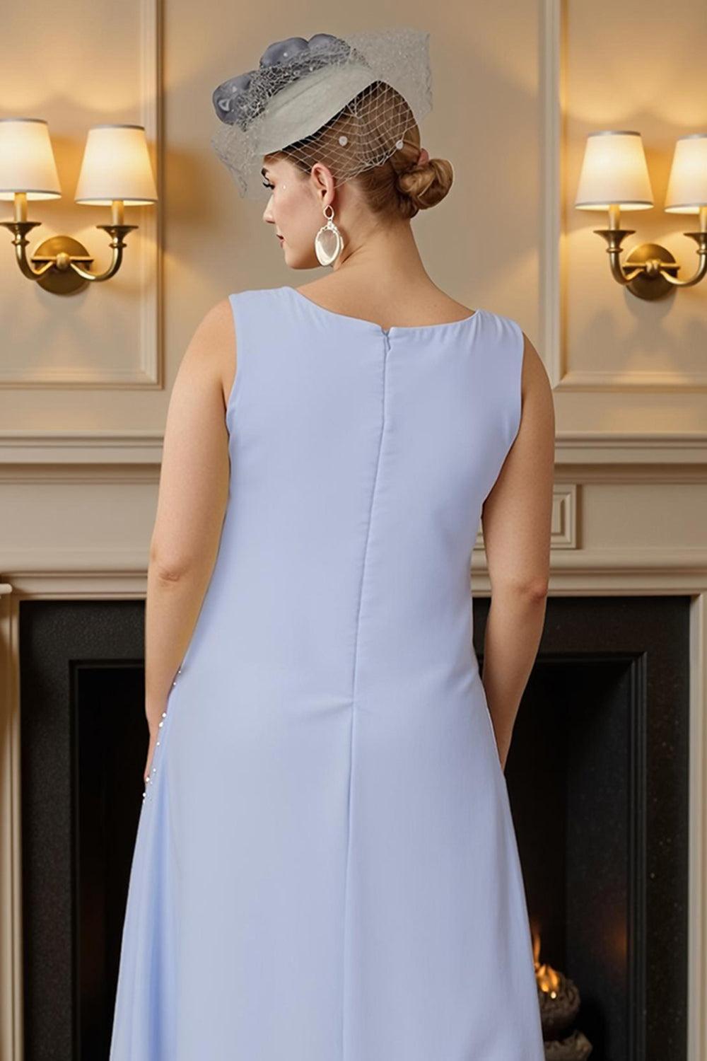 Dreamyannie Light Blue Bodycon 2 Piece Knee Length Mother Of The Bride Dress With Jacket