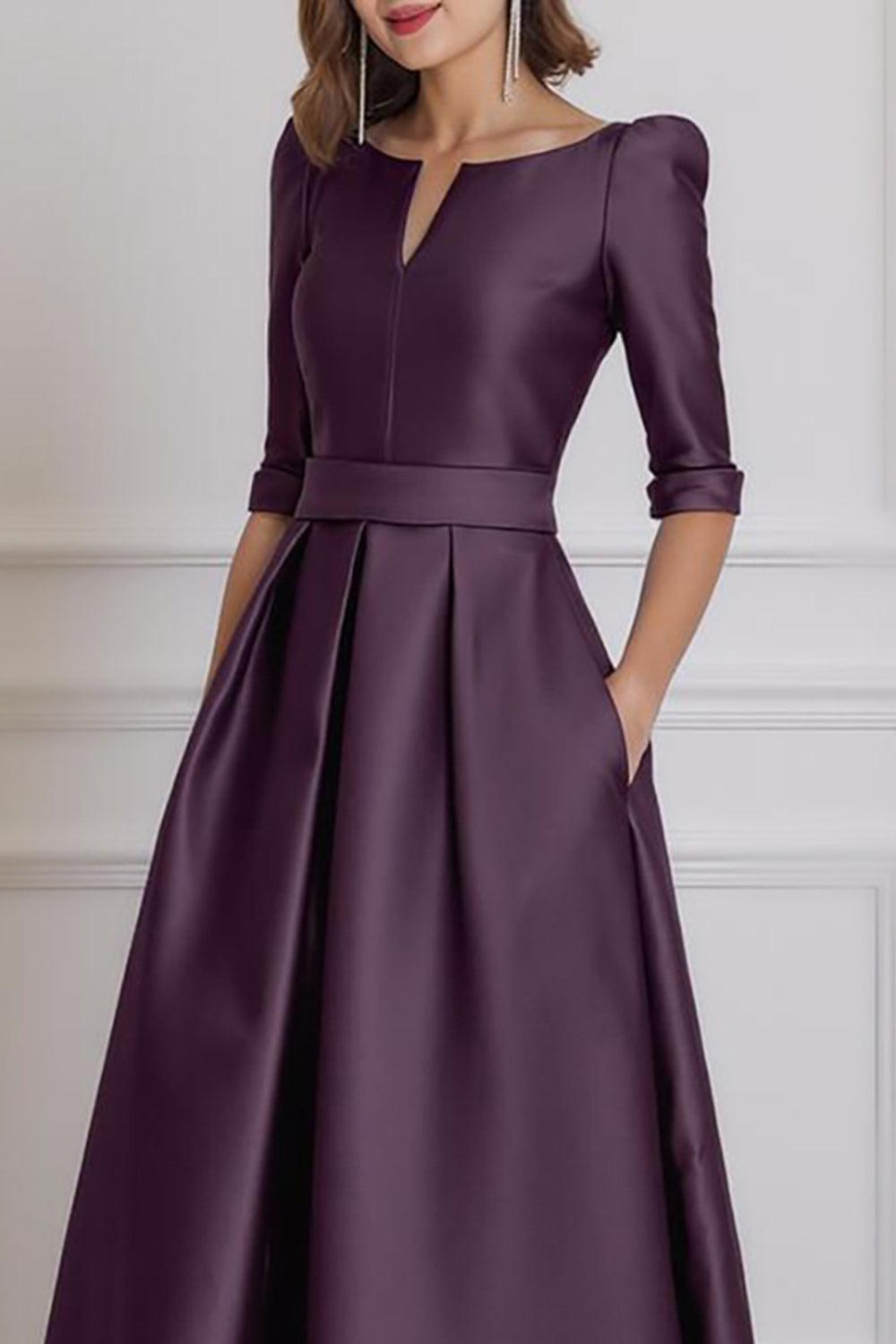 Dreamyannie Light Blue Satin A Line High Low Mother Of The Bride Dress With Sleeves