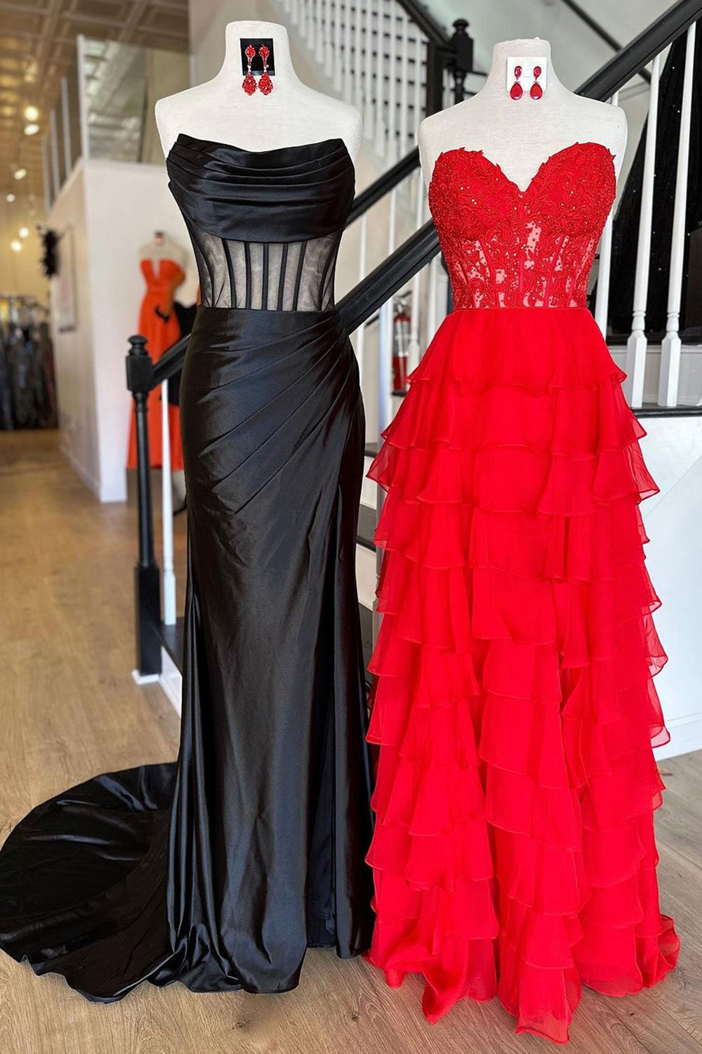 Dreamyannie Blush Pink Prom Dress A-Line Tiered Chiffon Long Formal Dress With Lace