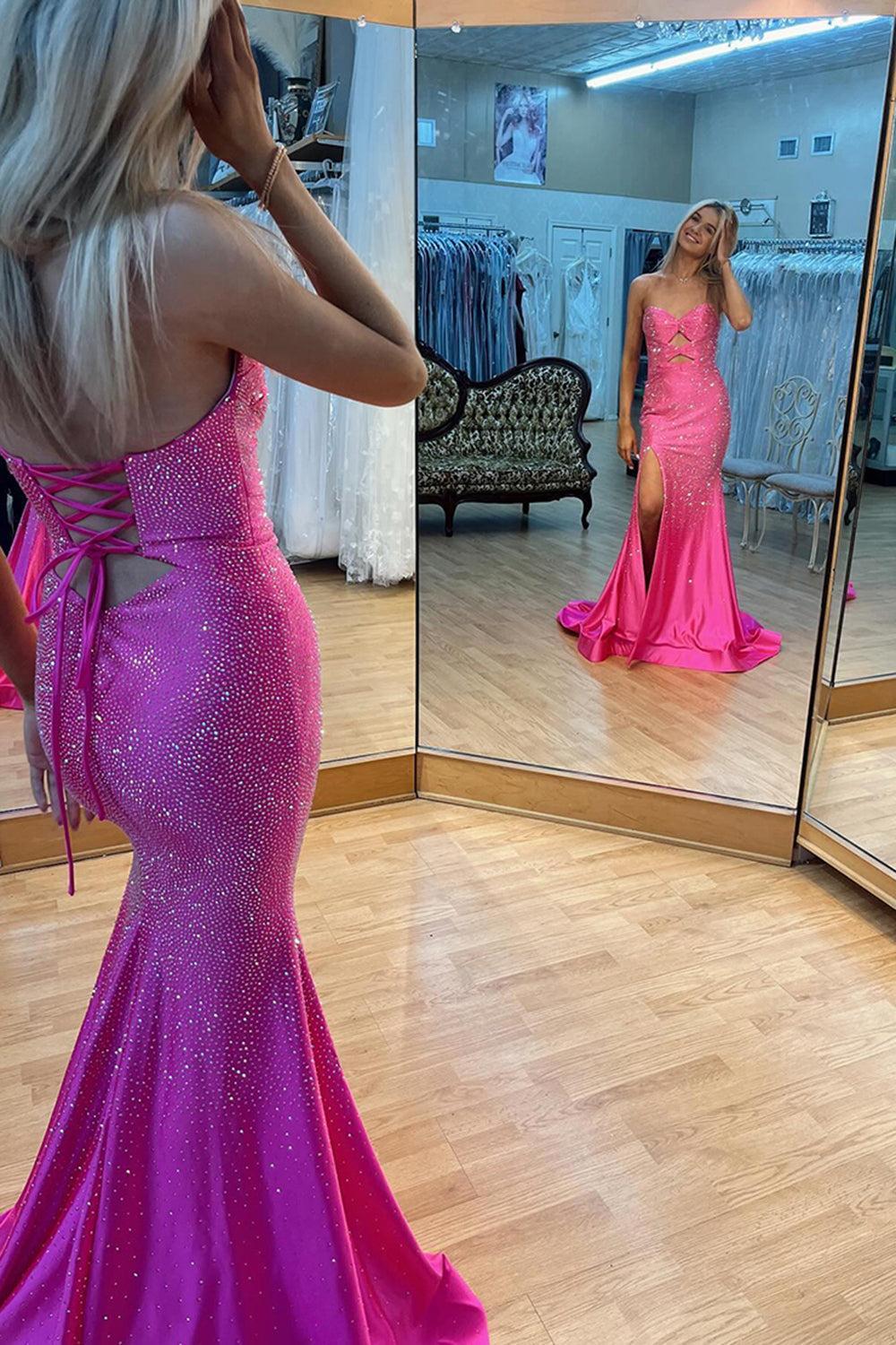 Dreamyannie Lilac Prom Dress Hollow Out Sweetheart Formal Dress With Slit