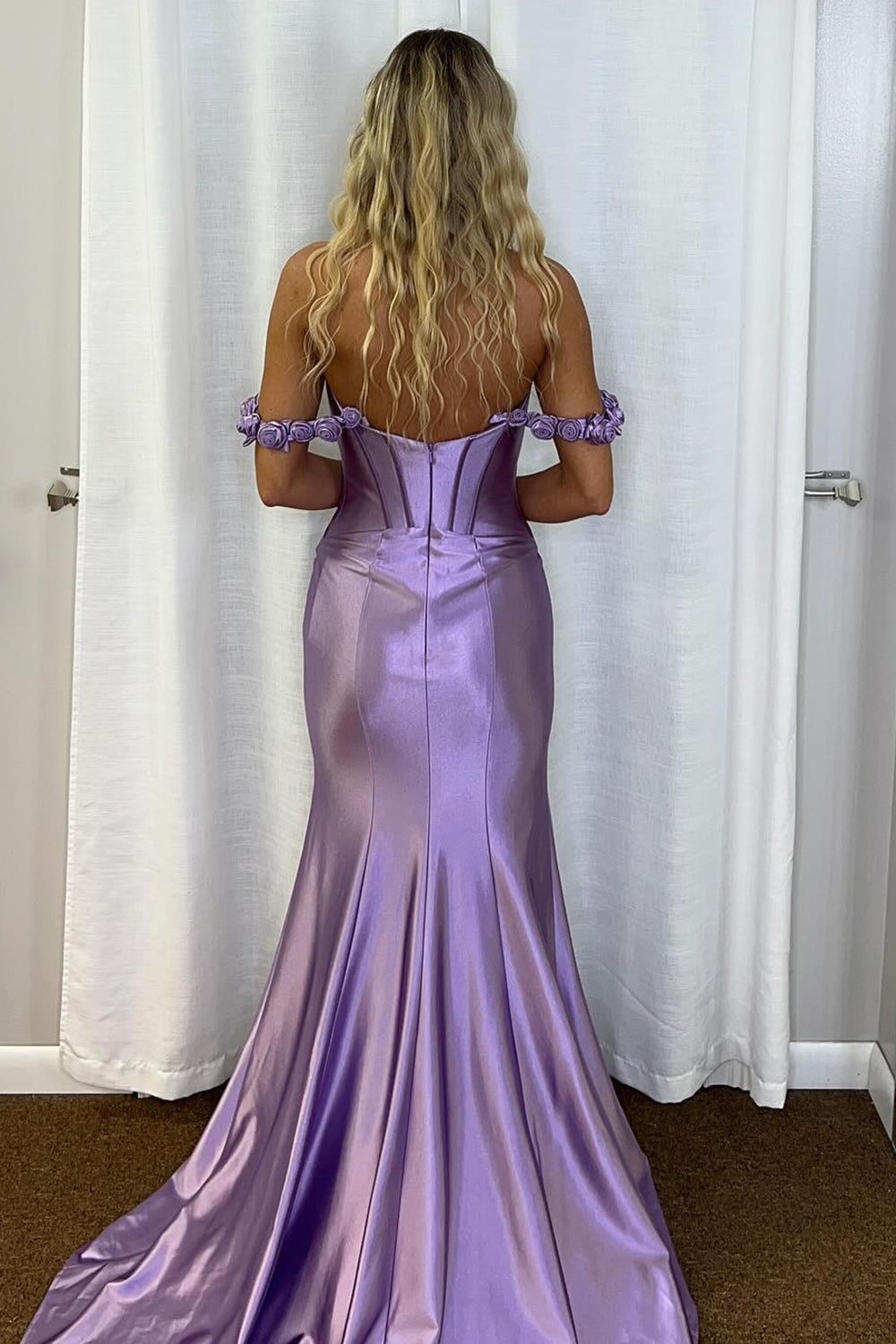 Champange Prom Dress Off The Shoulder Corset Long Formal Dress