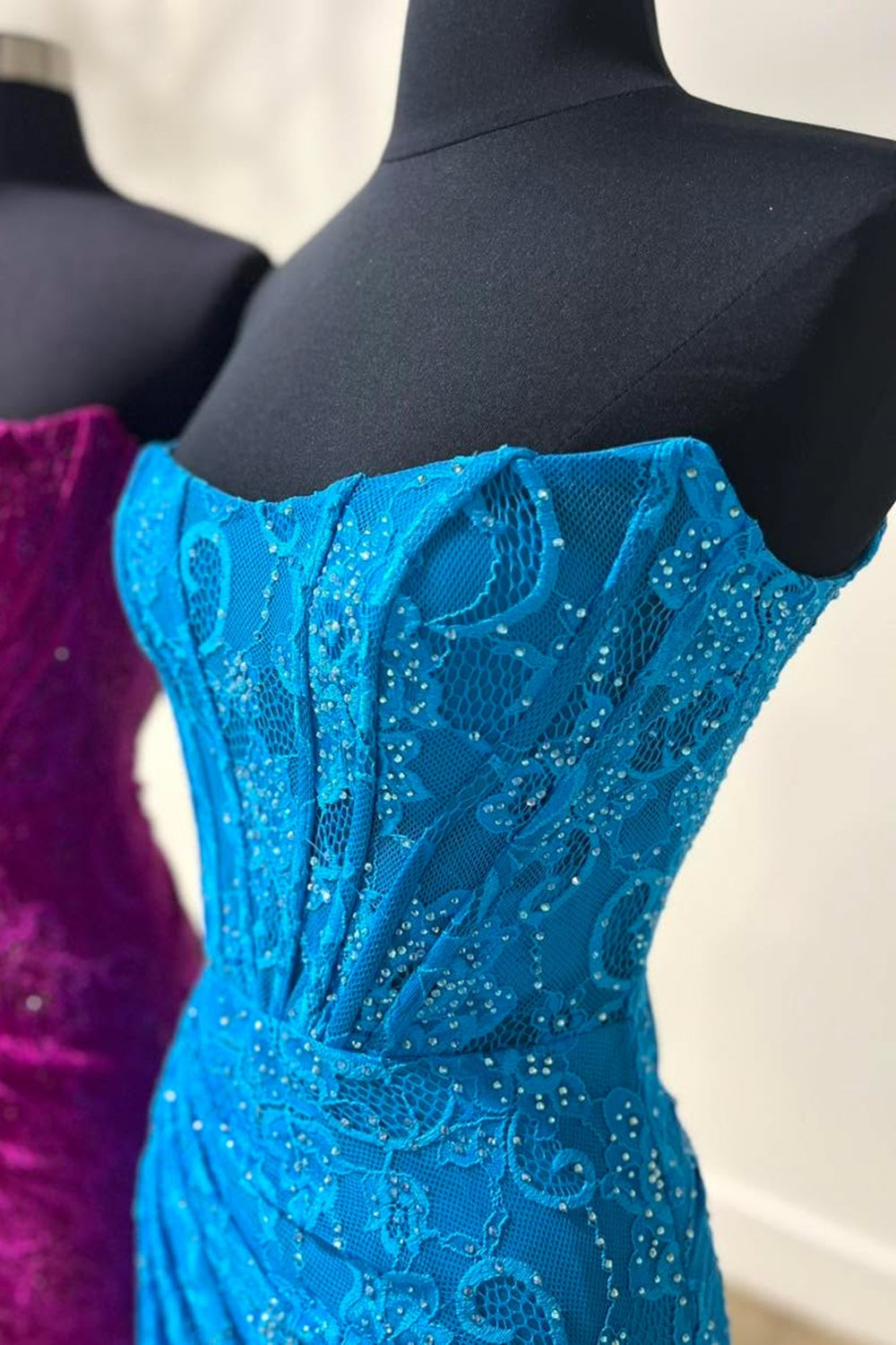 Dreamyannie Mermaid Lilac Prom Dress Strapless Corset Formal Dress With Appliques