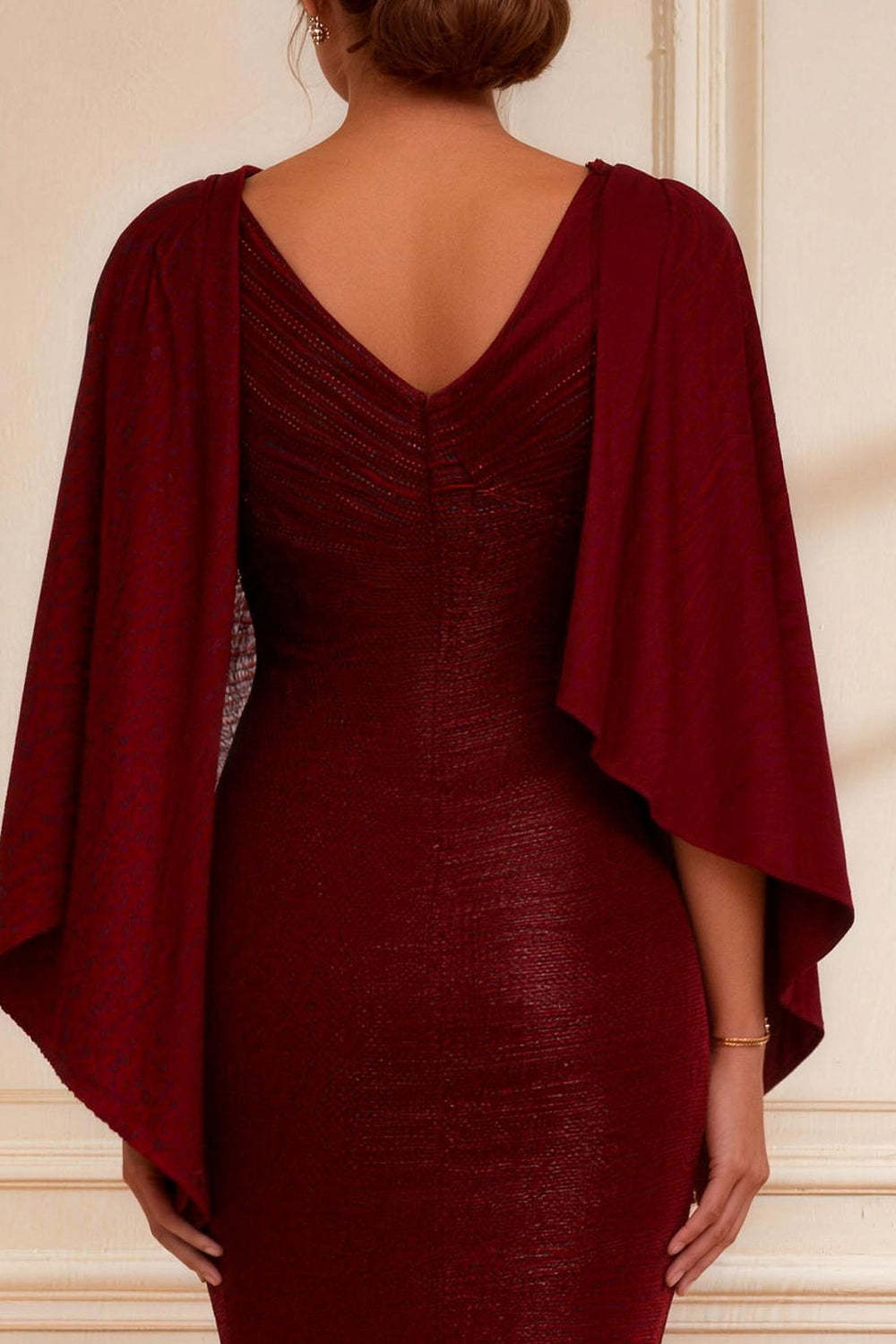 Dreamyannie Mermaid Burgundy Boat Neck Long Mother Of The Bride Dress With Slit