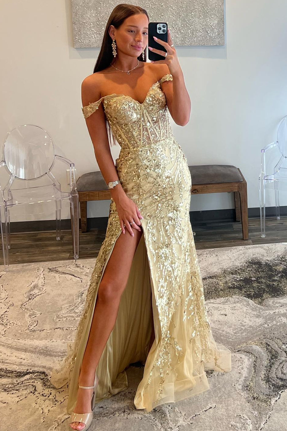 Dreamyannie Mermaid Red Prom Dress Long Appliqued Formal Dress With Slit