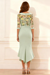 Dreamyannie Mint Floral Mermaid Tea Length Mother Of The Bride Dress With Lace