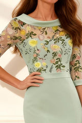 Dreamyannie Mint Floral Mermaid Tea Length Mother Of The Bride Dress With Lace