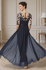 Dreamyannie Navy Chiffon Boat Neck Ankle Length Mother Of The Bride Jumpsuits With Cape