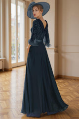 Dreamyannie Navy Feathered Boat Neck Floor Length Mother Of The Bride Jumpsuits With Cape