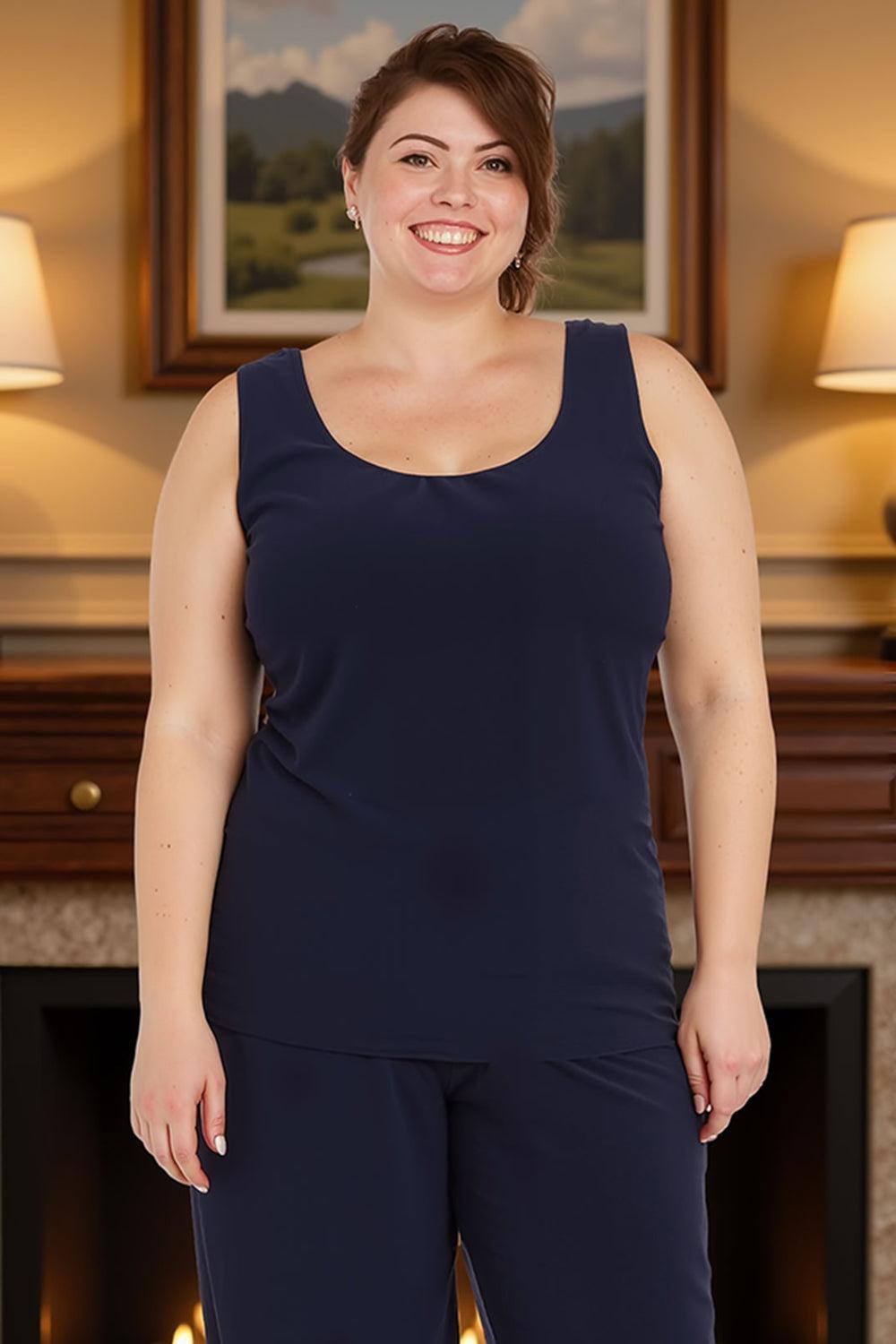 Dreamyannie Navy Lace Floral 3 Piece Plus Size Mother Of The Bride Pant Suits With Jacket