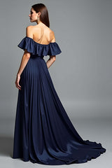 Dreamyannie Navy Wedding Guest Dress Beaded Halter A Line Long Formal Dress