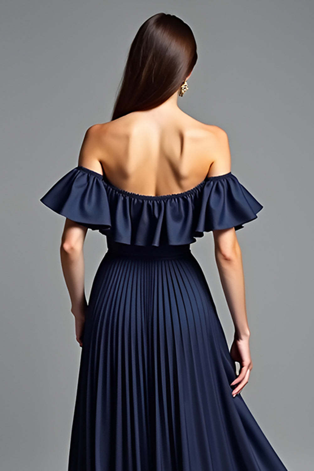 Dreamyannie Navy Wedding Guest Dress Beaded Halter A Line Long Formal Dress