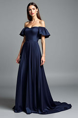 Dreamyannie Navy Wedding Guest Dress Beaded Halter A Line Long Formal Dress