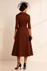 Dreamyannie Notched Lapel Chocolate A Line Midi Mother Of The Bride Dress