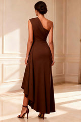 Dreamyannie One Shoulder Chocolate High Low Mother Of The Bride Dress