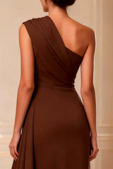 Dreamyannie One Shoulder Chocolate High Low Mother Of The Bride Dress