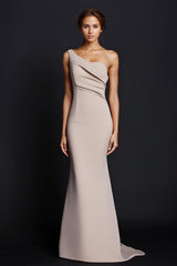 Dreamyannie One Shoulder Khaki Wedding Guest Dress Mermaid Long Formal Dress