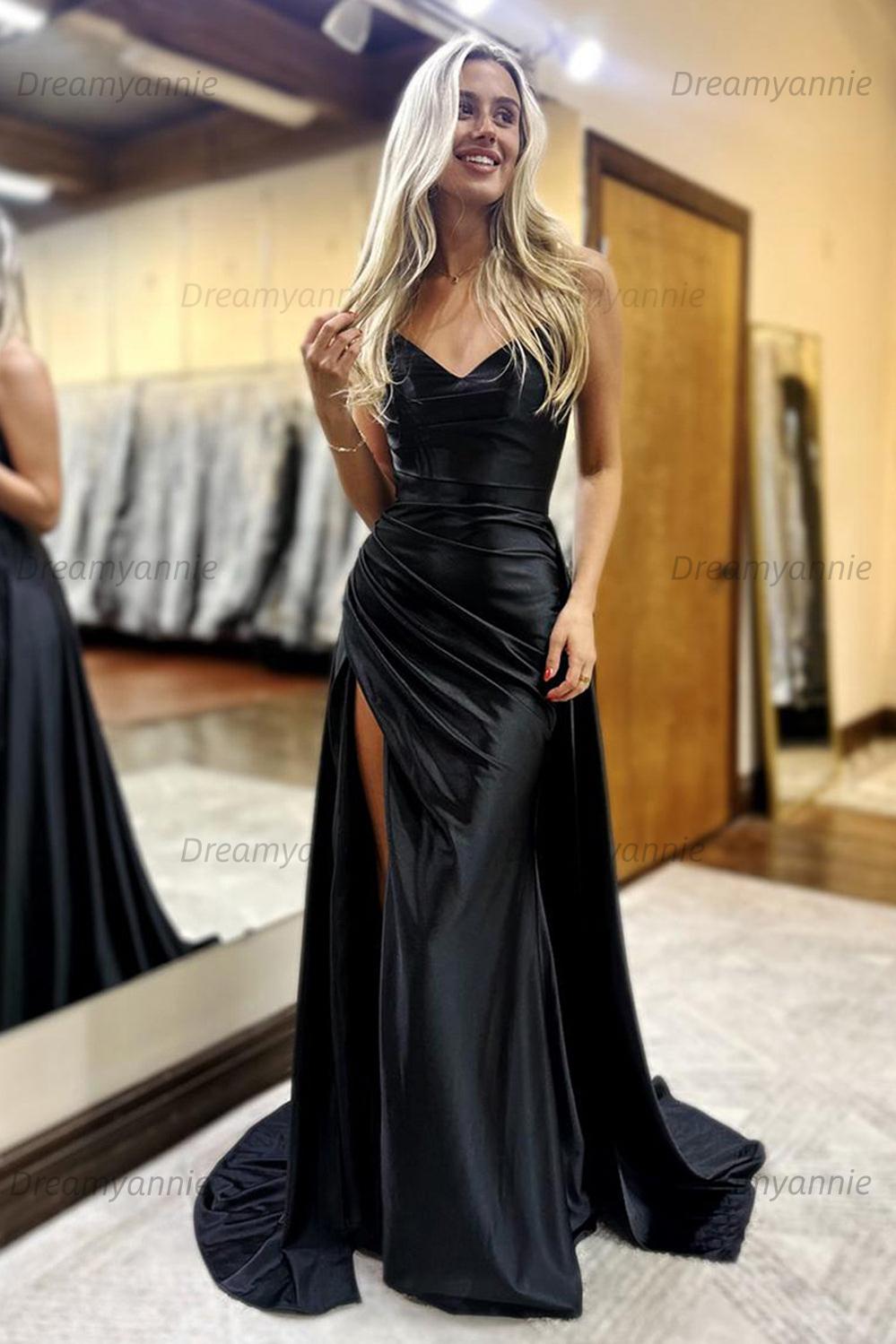 Dreamyannie Orange Prom Dress Ruched Mermaid Side Cape Long Formal Dress With Slit