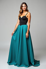 Dreamyannie Peacock Blue Wedding Guest Dress A Line Black Wedding Guest Dress Satin Long Formal Dress
