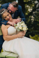 Dreamyannie Plus Size Wedding Dresses Sweetheart Neck A Line Bridal Gowns with Lace Appliques