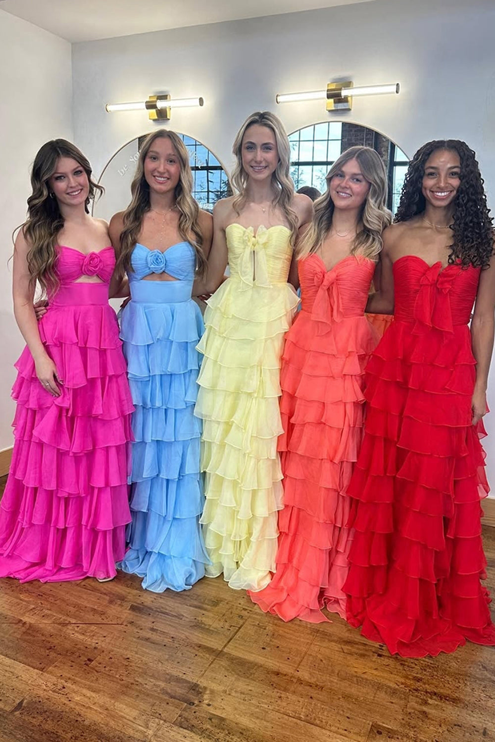 Dreamyannie Princess Blush Prom Dress Sweetheart Ruffled Long Formal Dress With Slit