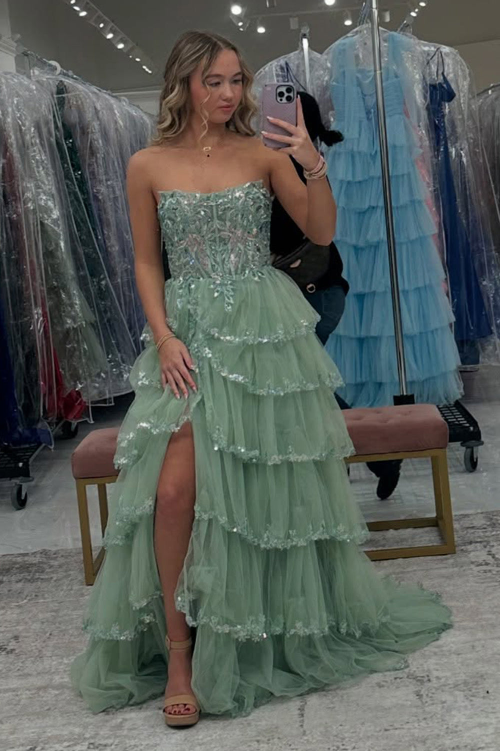 Dreamyannie Red Prom Dress Ruffled Corset A Line Long Formal Dress With Lace