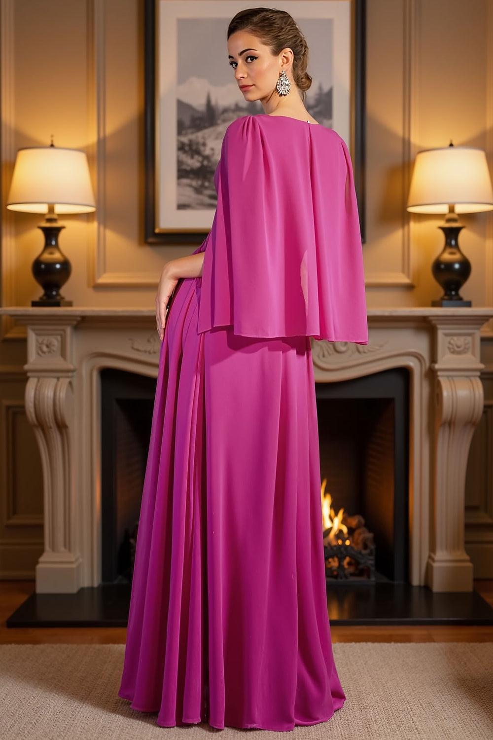 Dreamyannie Royal Blue Chiffon Deep V Neck Floor Length Mother Of The Bride Dress With Slit
