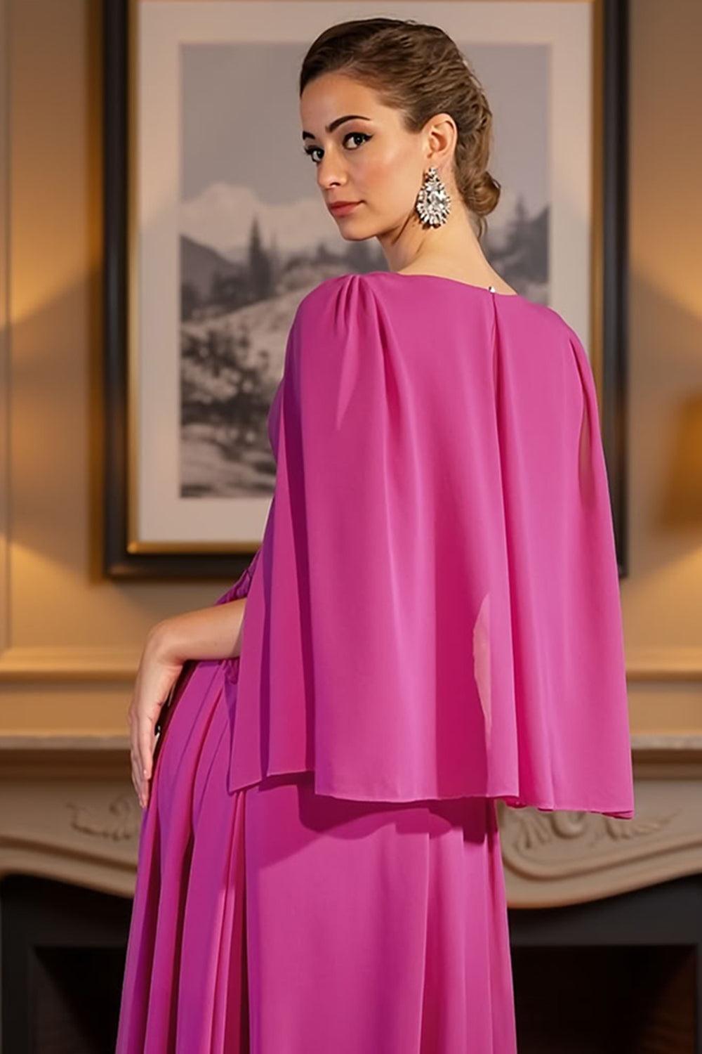 Dreamyannie Royal Blue Chiffon Deep V Neck Floor Length Mother Of The Bride Dress With Slit