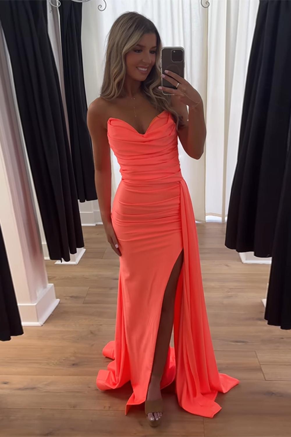 Dreamyannie Royal Blue Prom Dress Mermaid Side Cape Long Evening Dress With Slit