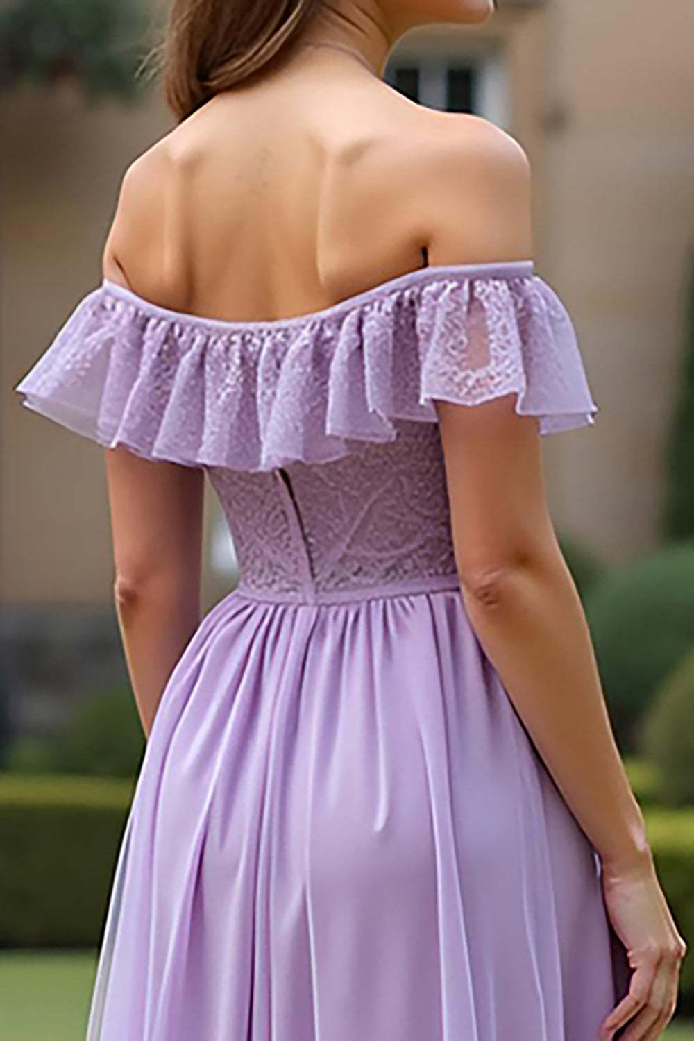 Dreamyannie Ruched A Line Tulle Lilac Long Formal Dress