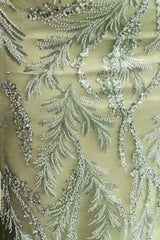 Dreamyannie Sage Prom Dress V Neck Mermaid Lace Beading Formal Dress