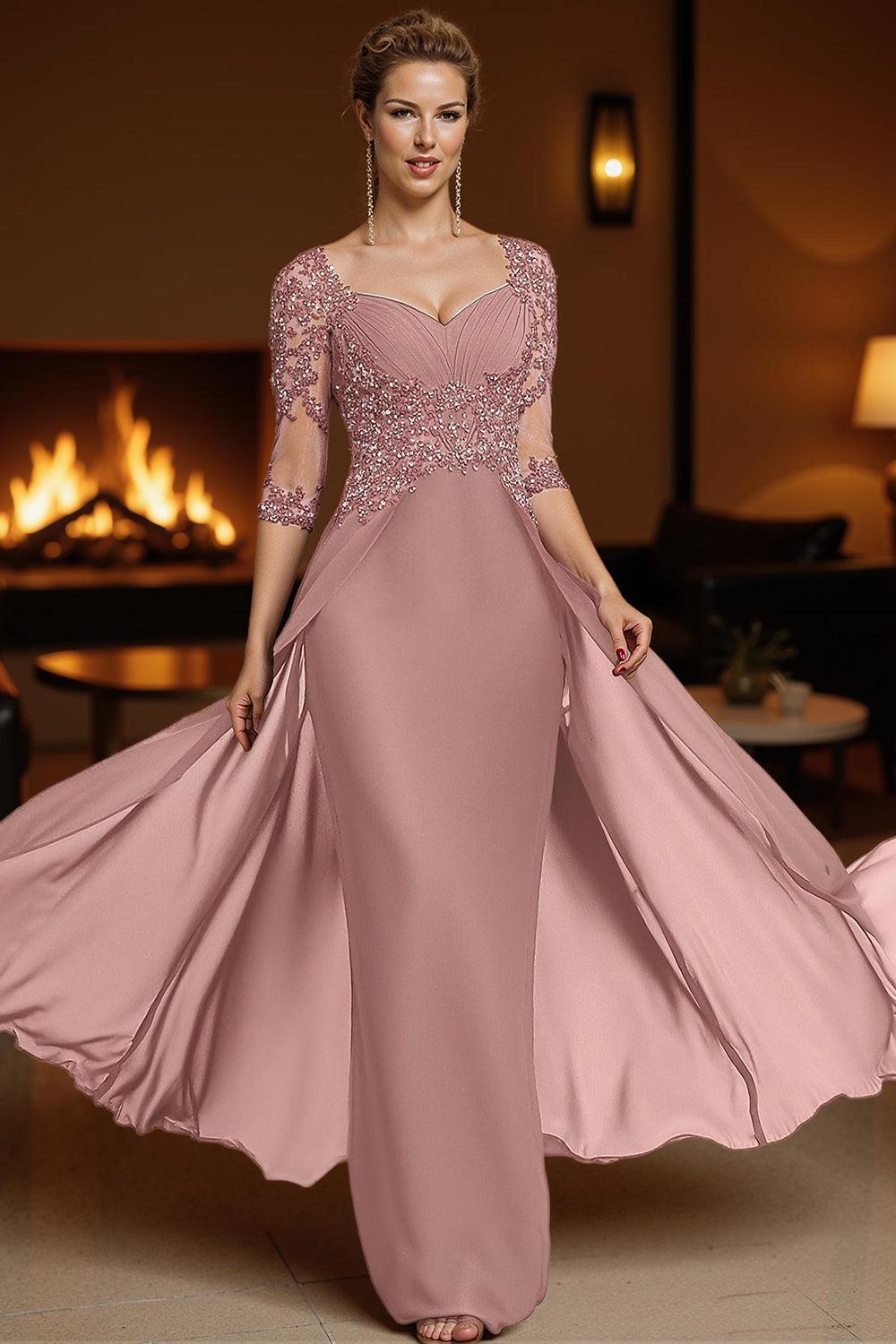 Dreamyannie Steel Grey Chiffon Sheath Floor Length Mother Of The Bride Dress With Cape