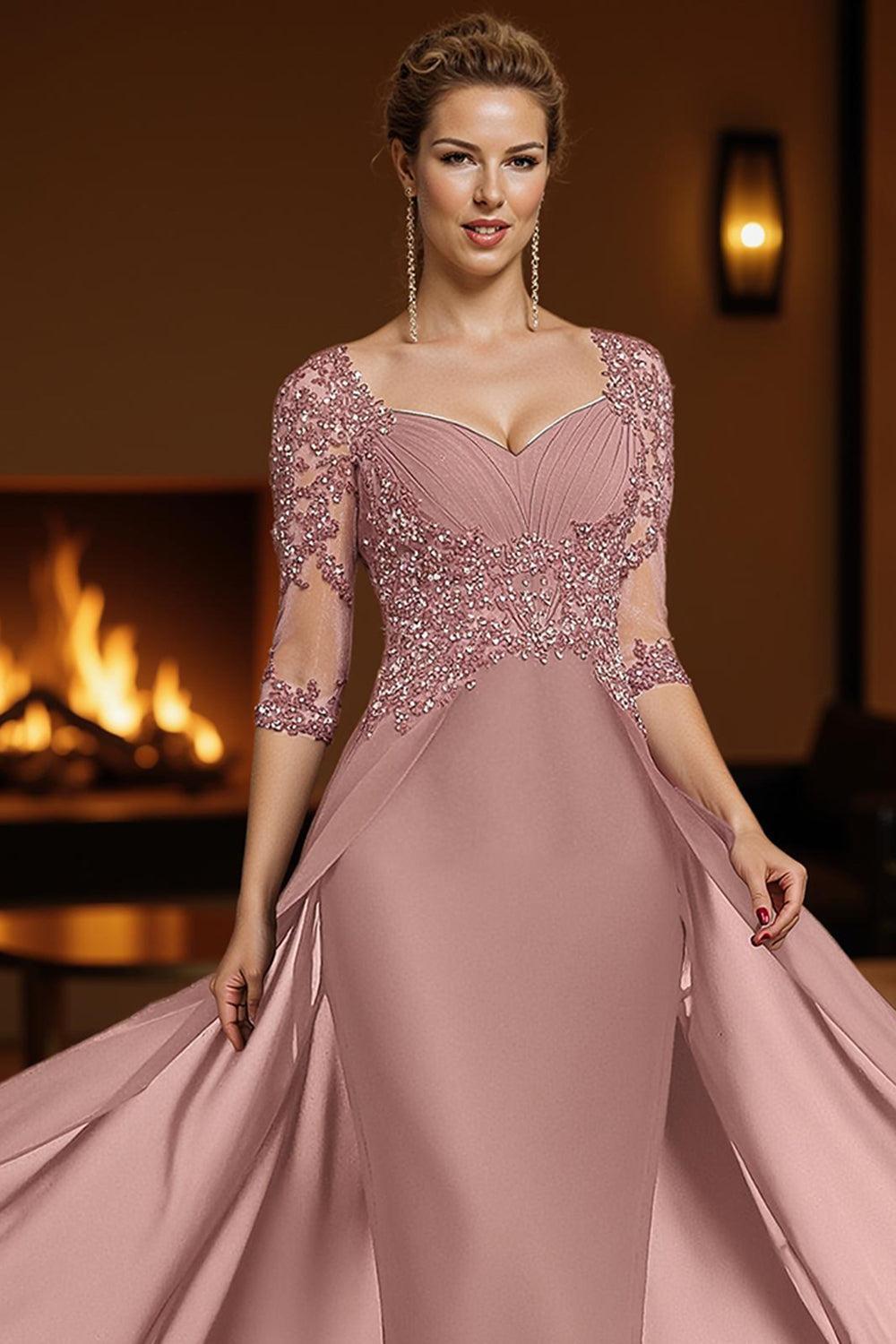 Dreamyannie Steel Grey Chiffon Sheath Floor Length Mother Of The Bride Dress With Cape