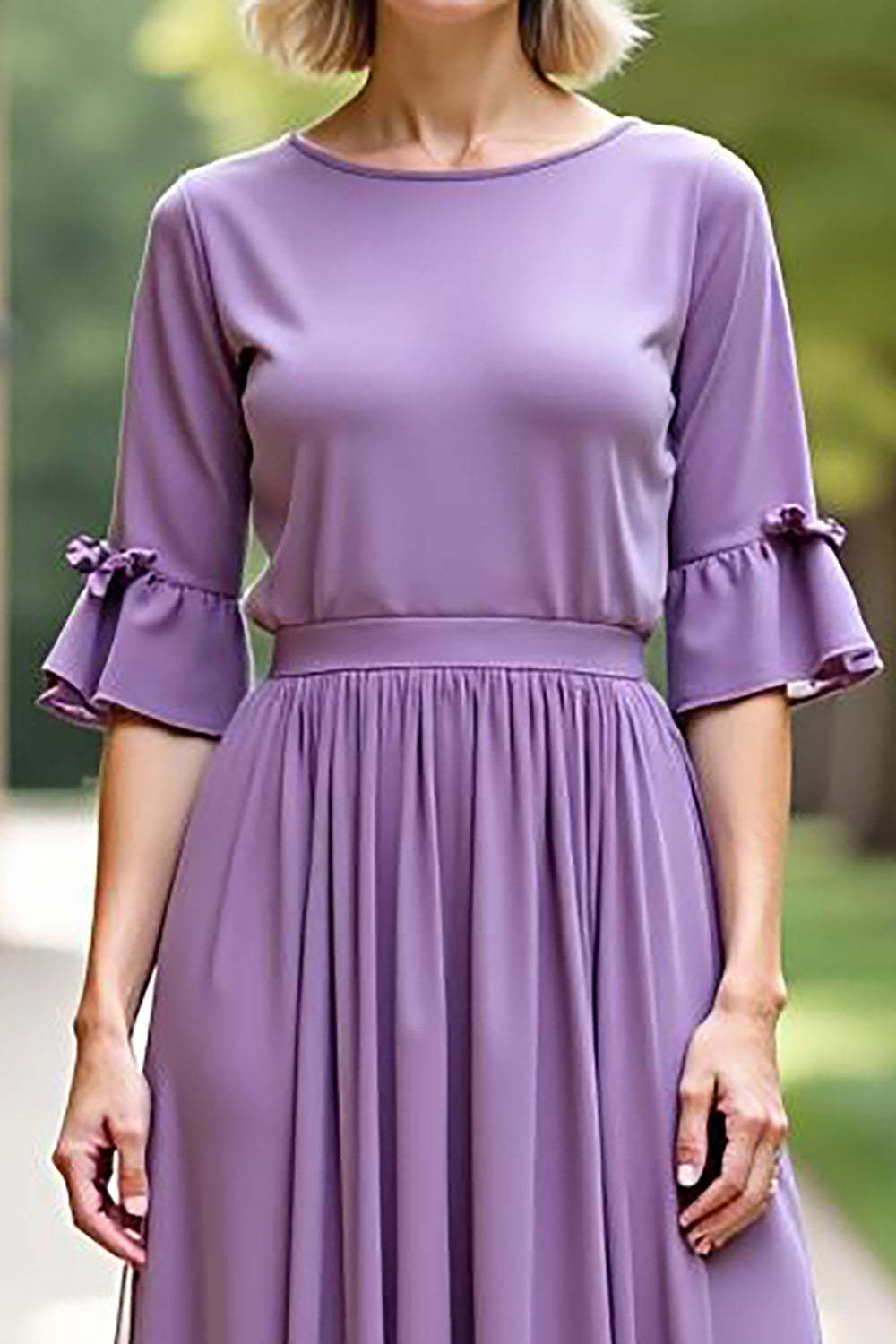 Dreamyannie Tahiti Long Chiffon Formal Dress With Short Sleeves